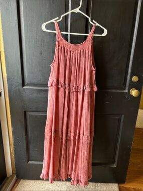 Sleeveless Tiered Maxi Dress in Dusty Rose